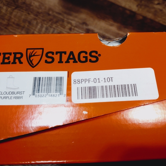 Deer Stags Purple Puddle Jumper Rubber Boots Kids Size 10 New w/Tags/Box - Picture 13 of 16